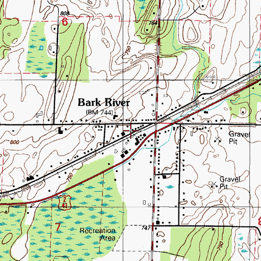 Topographic Map of Bark River Station, MI