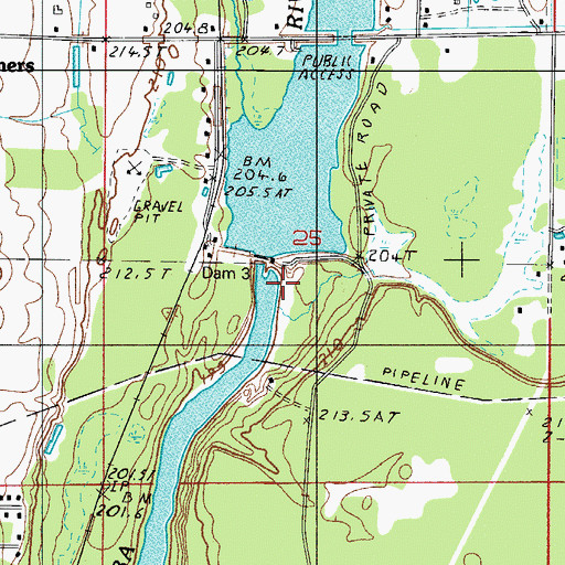 Topographic Map of Chandler Falls, MI