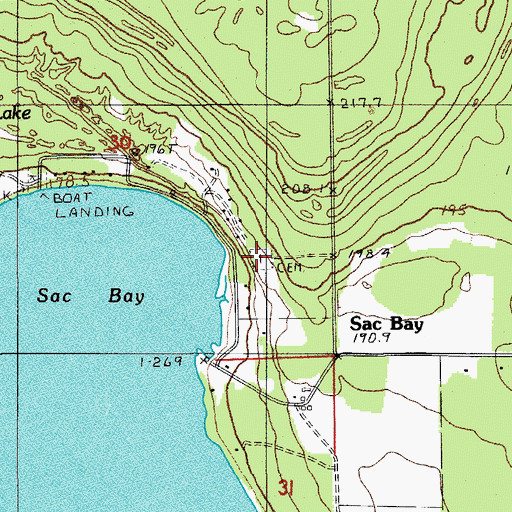 Topographic Map of Sac Bay Cemetery, MI