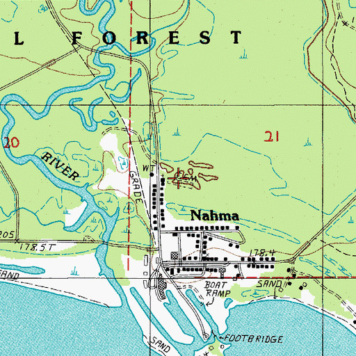 Topographic Map of Nahma Cemetery, MI