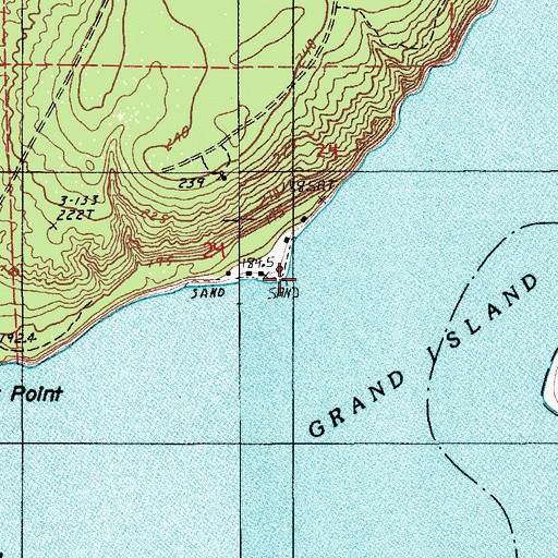 Topographic Map of Grand Island Harbor Lighthouse, MI