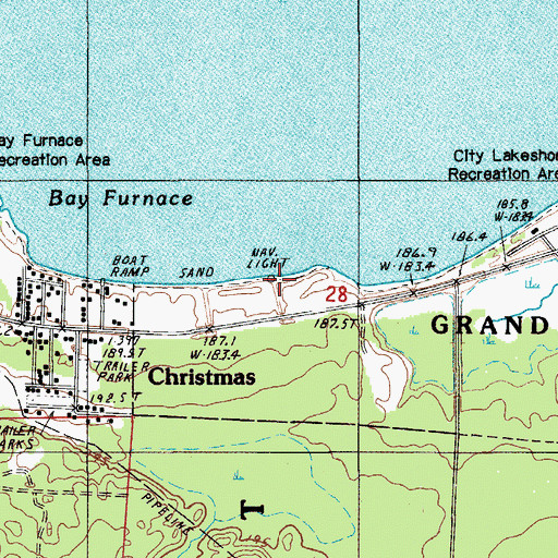 Topographic Map of Bay Furnace Lighthouse, MI