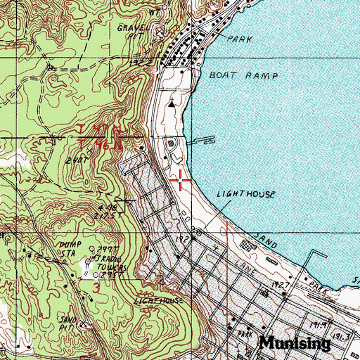 Topographic Map of Munising Public Library, MI