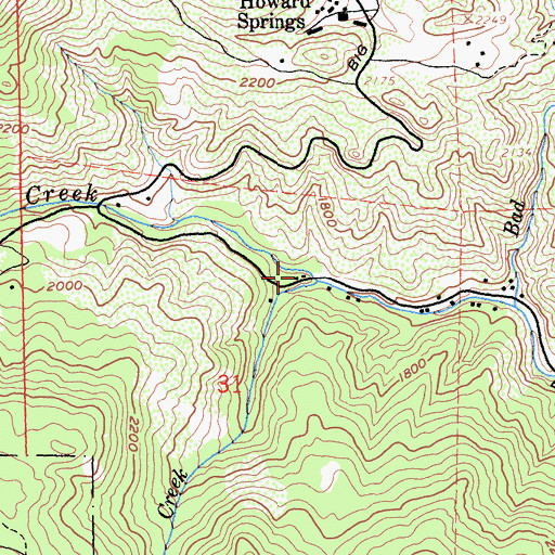 Topographic Map of Spikenard Creek, CA
