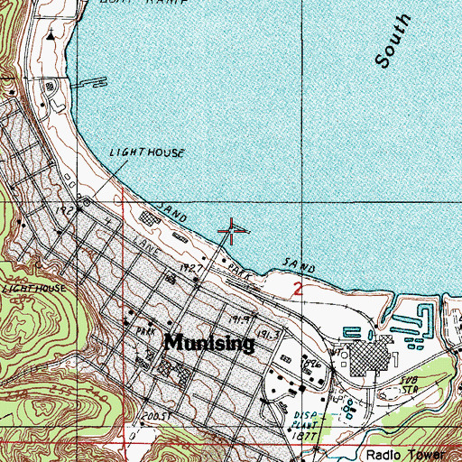 Topographic Map of Munising City Dock, MI