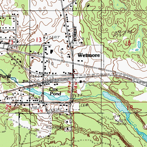Topographic Map of Wetmore Station, MI