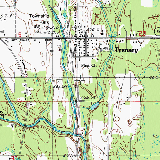 Topographic Map of Trenary United Methodist Church, MI