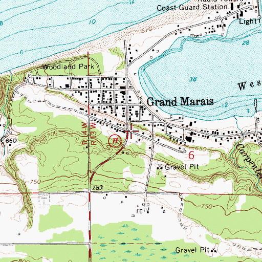 Topographic Map of Grand Marais Station (historical), MI