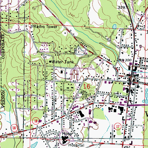 Topographic Map of George Bell Stadium, AL