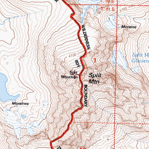 Topographic Map of Split Mountain, CA