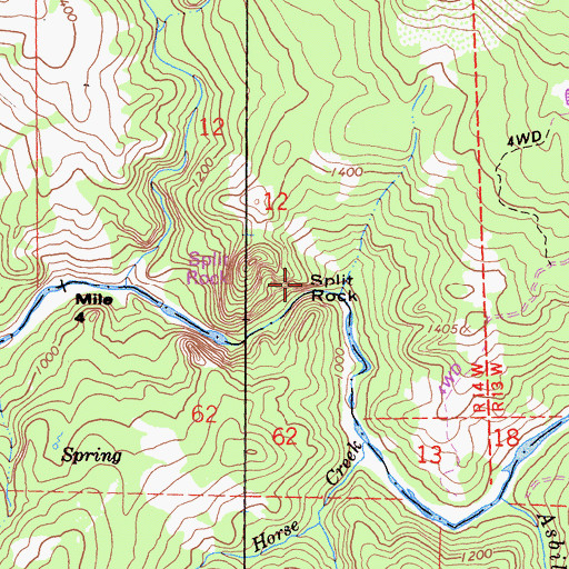 Topographic Map of Split Rock, CA