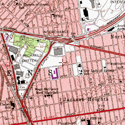 Topographic Map of Bulova Park, NY
