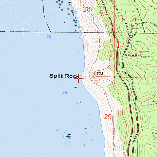 Topographic Map of Split Rock, CA