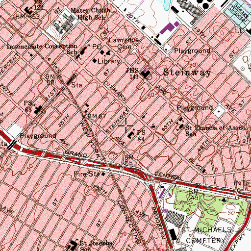 Topographic Map of Ditmars Park, NY