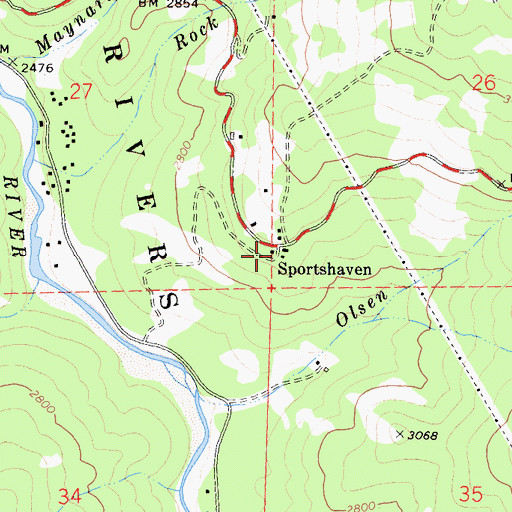 Topographic Map of Sportshaven, CA
