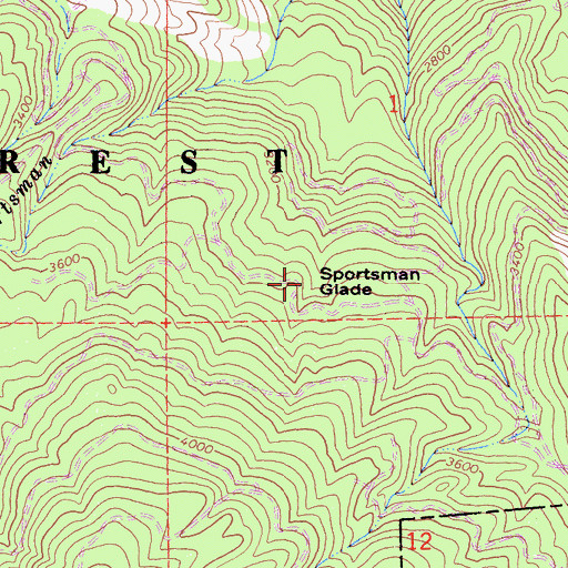Topographic Map of Sportsman Glade, CA