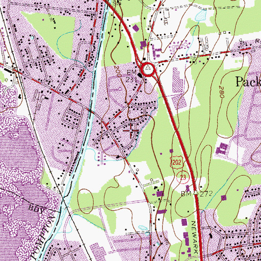 Topographic Map of Roe Field Park, NJ