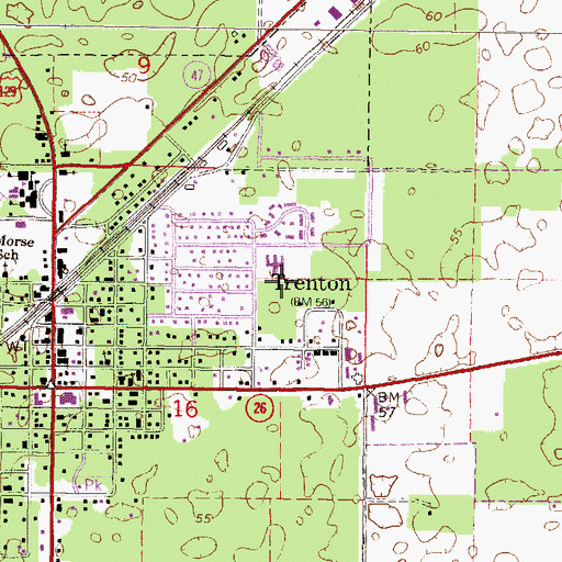 Topographic Map of Trenton Church of Christ, FL