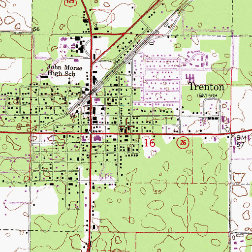 Topographic Map of Trenton First Baptist Church, FL
