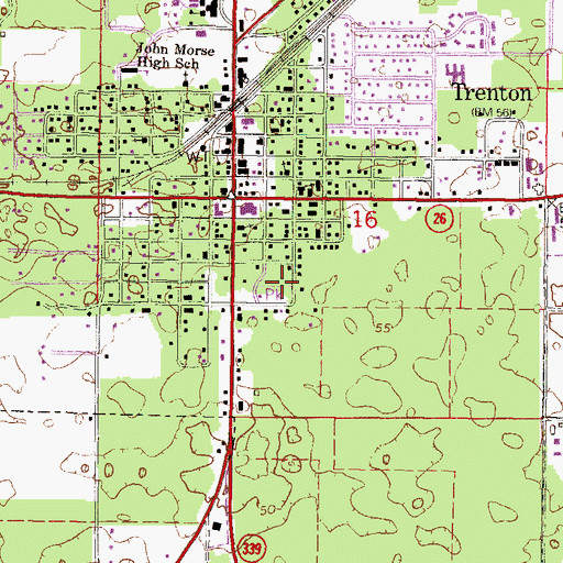 Topographic Map of Trenton State Park, FL