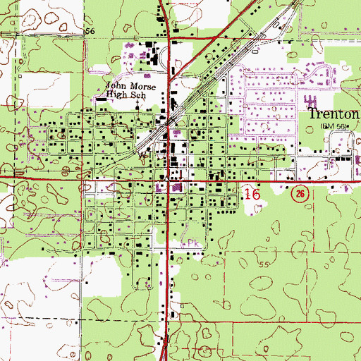 Topographic Map of Gilchrist County Courthouse, FL