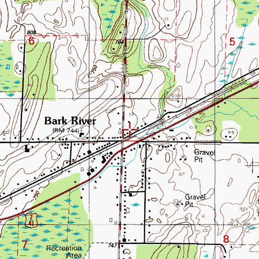 Topographic Map of Bark River Post Office, MI