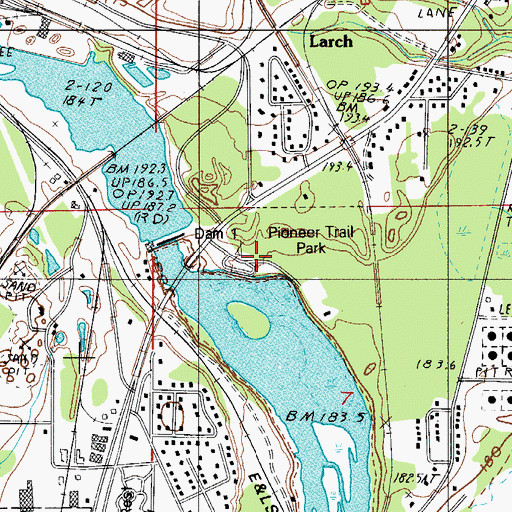 Topographic Map of Flat Rock Cemetery, MI