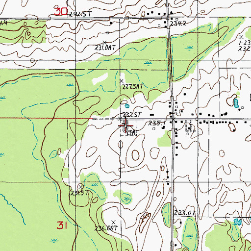 Topographic Map of Flat Rock Cemetery, MI
