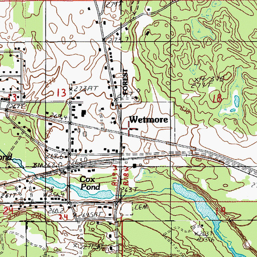 Topographic Map of Wetmore Post Office, MI