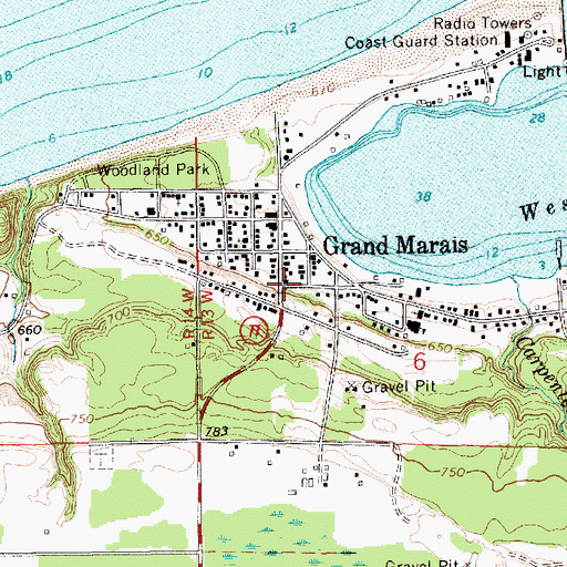 Topographic Map of Grand Marais United Methodist Church, MI