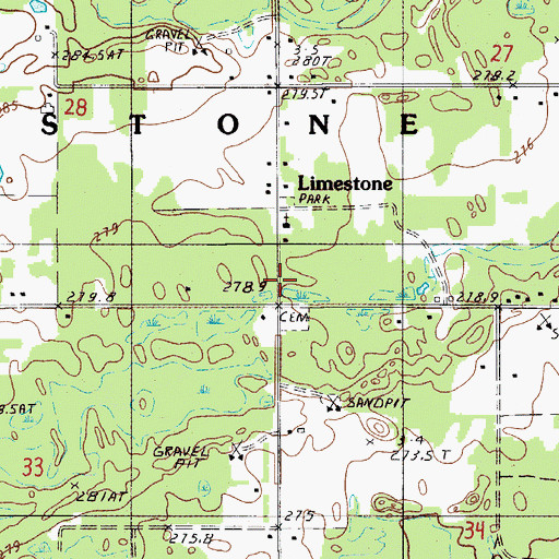 Topographic Map of Limestone Post Office (historical), MI