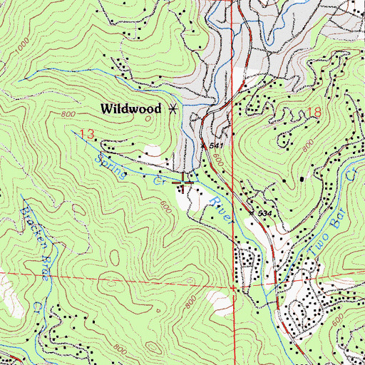 Topographic Map of Spring Creek, CA
