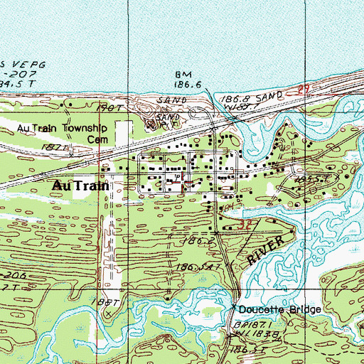 Topographic Map of Autrain Township Volunteer Fire Department, MI