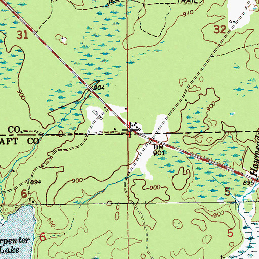 Topographic Map of Youngs Post Office (historical), MI