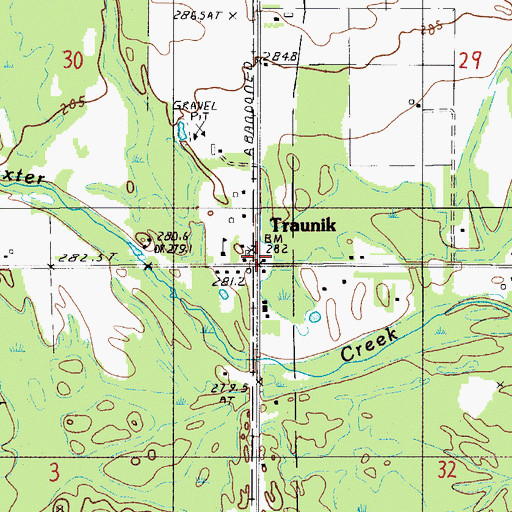 Topographic Map of Traunik Post Office, MI