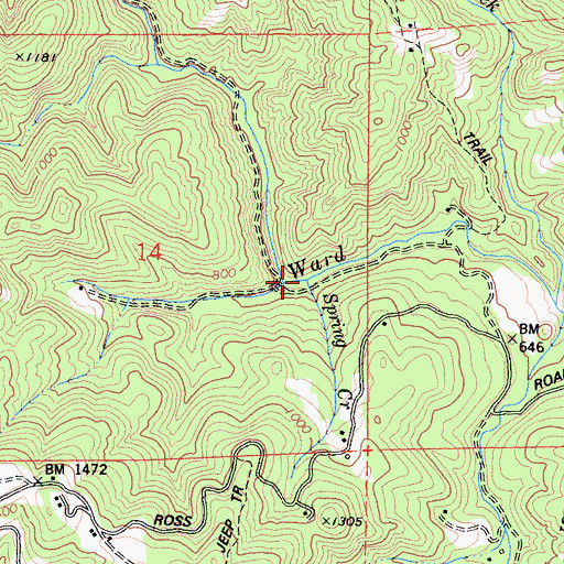 Topographic Map of Spring Creek, CA