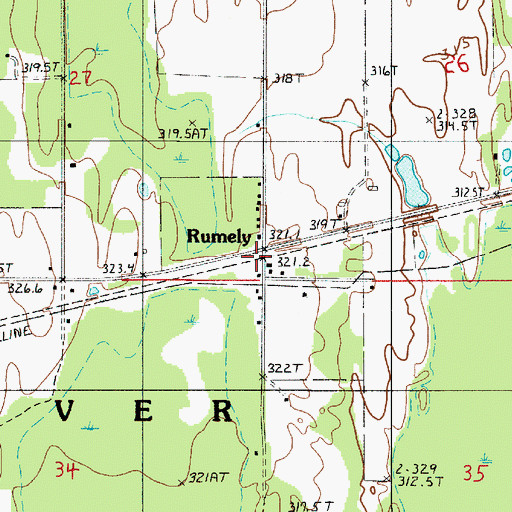 Topographic Map of Rumely Station (historical), MI