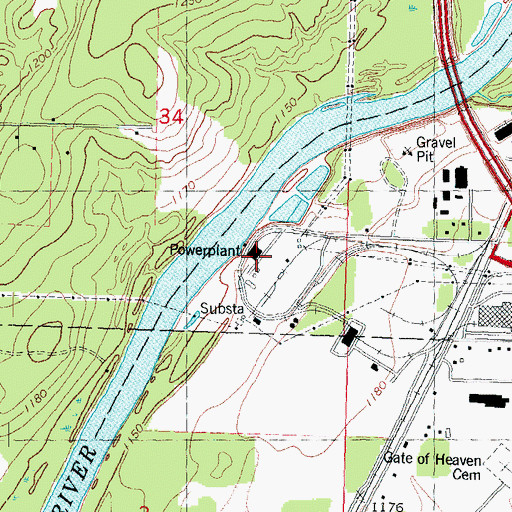 Topographic Map of Weston Power Plant, WI
