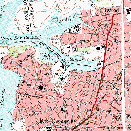 Topographic Map of Far Rockaway Power Station, NY