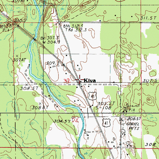 Topographic Map of Kiva Post Office (historical), MI