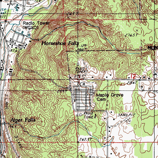 Topographic Map of Reilly's Graves, MI
