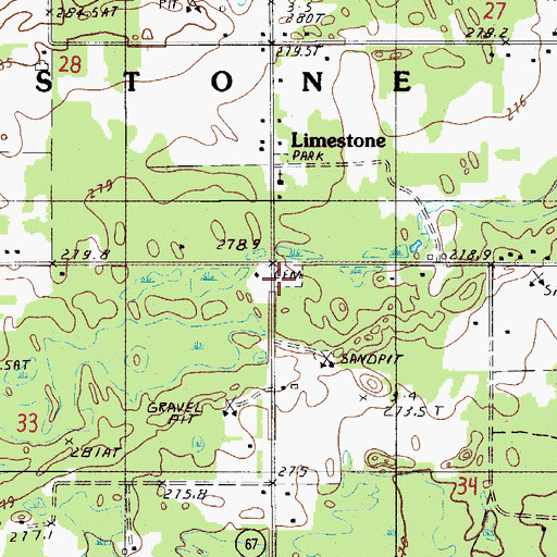 Topographic Map of Limestone Township Cemetery, MI