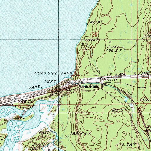Topographic Map of Scott Falls Roadside Park, MI