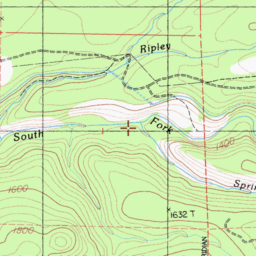 Topographic Map of Spring Creek, CA