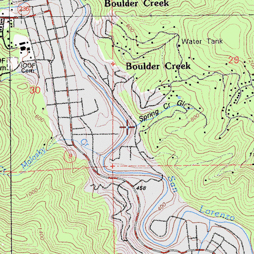 Topographic Map of Spring Creek Gulch, CA