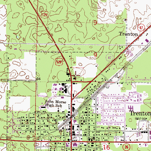 Topographic Map of Gilchrist County Public Library, FL