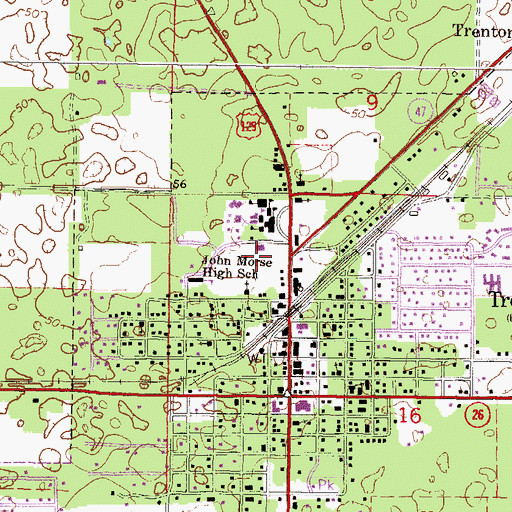 Topographic Map of Trenton High School Football Stadium, FL