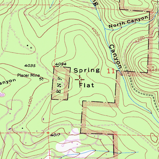 Topographic Map of Spring Flat, CA