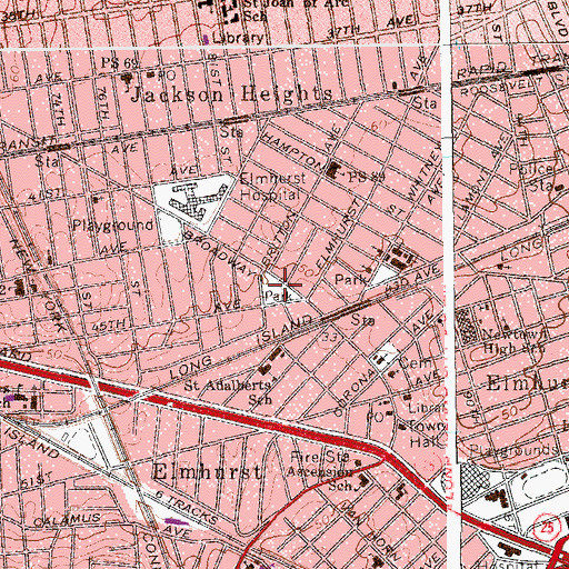 Topographic Map of Clement Clarke Moore Homestead Park, NY