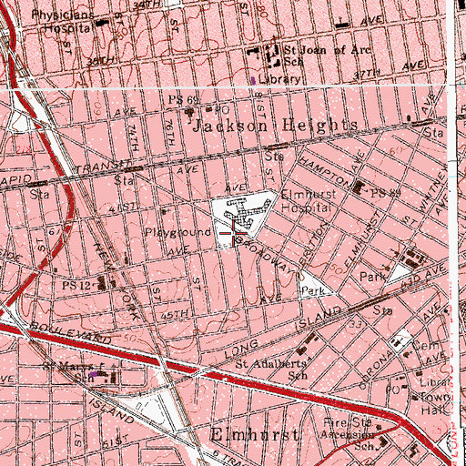 Topographic Map of Frank D O'Connor Playground, NY